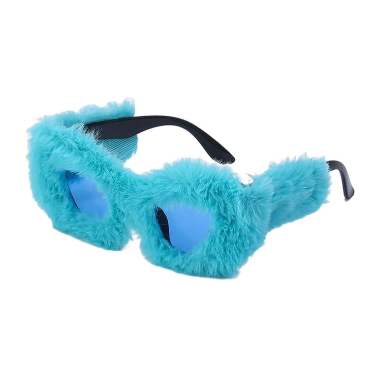 Plush Fuzzy Cat Eye Sunglasses Eyeglasses Vintage Style Cute  display picture 3