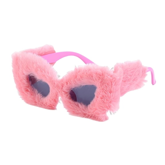 Plush Fuzzy Cat Eye Sunglasses Eyeglasses Vintage Style Cute Eyewear Sun Glasses Pink
