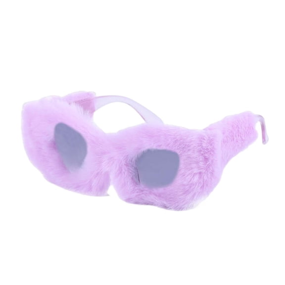 Plush Fuzzy Cat Eye Sunglasses Eyeglasses Vintage Style Cute Eyewear Sun Glasses Violet