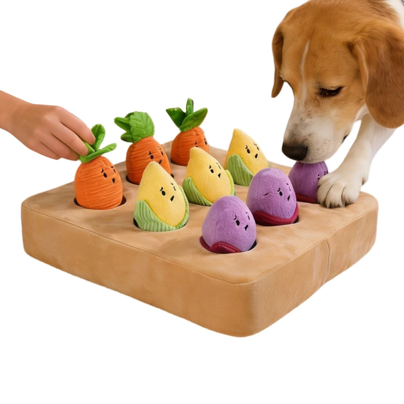 Plush Garden Vegetable Patch Enrichment Dog Puzzle for Foraging and Brain Challenge Interactive Snuffle Mat for Puppies and Kittens Indoor Boredom Relief Pet Toy
