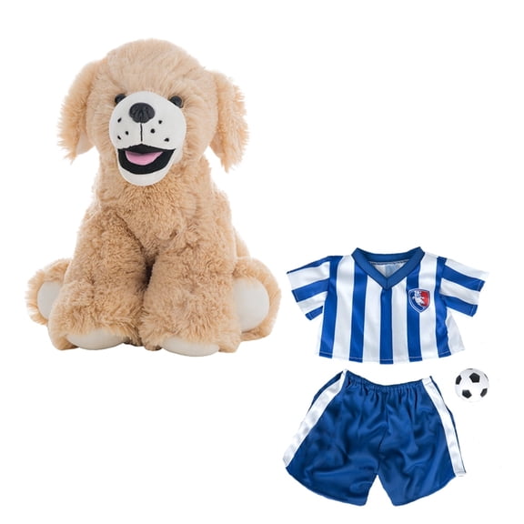 Plush Gear 16" Lab Retriever Dressed in Soccer Gear with Jersey & Ball