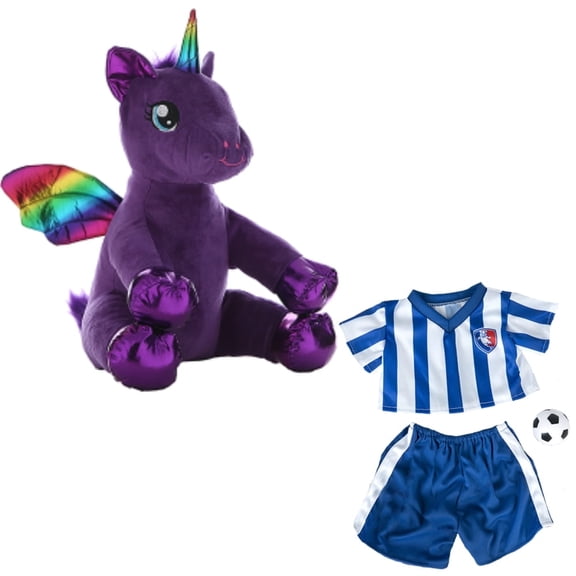 Plush Gear 16" Purple Winged Unicorn in Soccer Outfit for Fantasy Fans