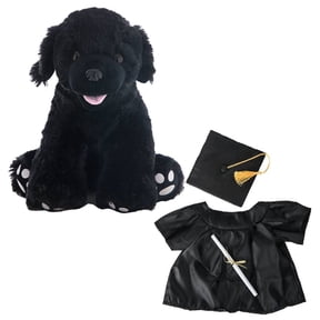 Plush Gear 16" Shadow the Black Labrador with Graduation Gown Soft Plush Graduation Gift For Kids and Collectible