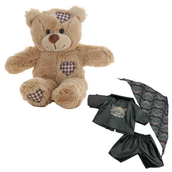 Plush Gear 8" Brown Teddy Bear with Biker Jacket King of the Road Plush Stuffed Animal Gift Toy