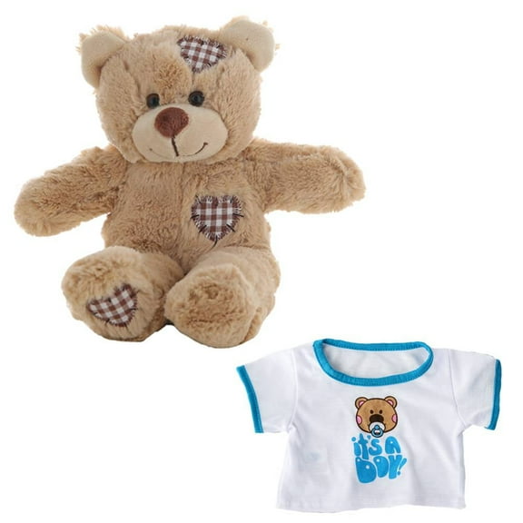 Plush Gear 8" Brown Teddy Bear with "It's a Boy" Shirt Soft Plush Stuffed Animal Gift for Gender reveal Baby Shower