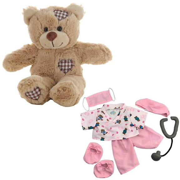 Plush Gear 8" Brown Teddy Bear with Pink Scrubs Soft Plush Stuffed Animal, Medical Gift for Healthcare Professionals