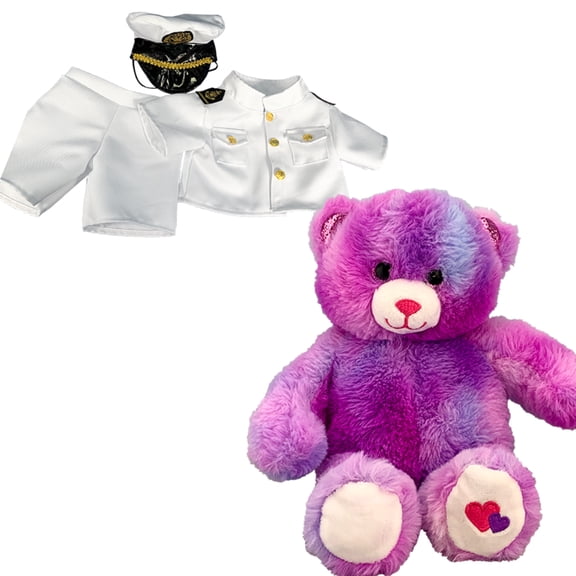 Plush Gear Amore The Bear with Navy Whites Uniform - 8 inch Stuffed Animal Outfit