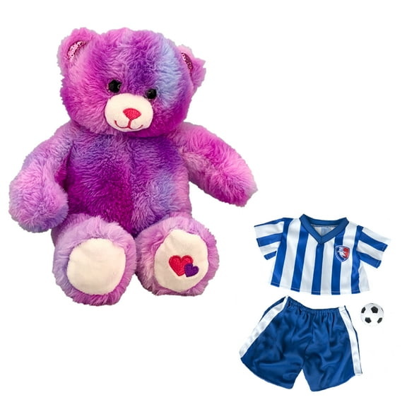 Plush Gear Amore the Bear 8" Plush Toy with Soccer Uniform and Ball, Gift for Sports Fans