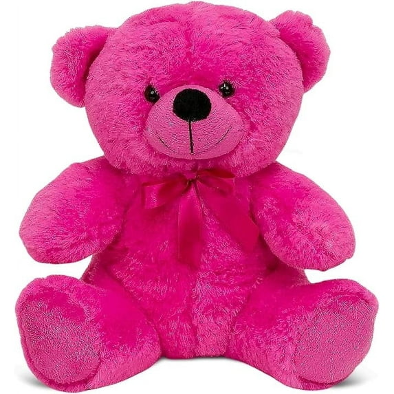 Plush Gear Best Friends Hot Pink Teddy Bear, 9” Plush Stuffed Animal Gift