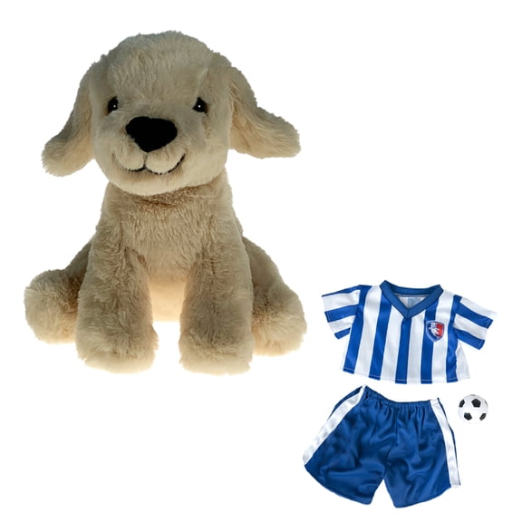 Plush Gear Blondie the Lab 8" Plush Dog Toy with Soccer Uniform and Ball  Soft Stuffed Gift