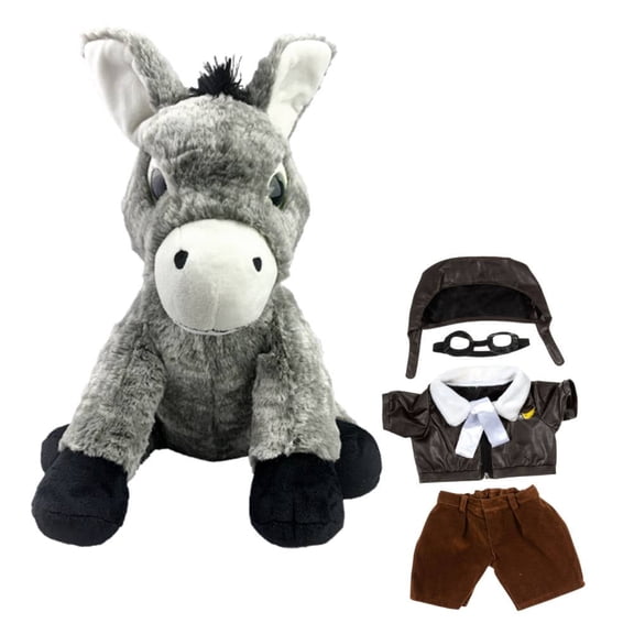 Plush Gear Burrito the Donkey with Pilot Helmet, Goggles & Scarf, 16 Inch Aviator Stuffed Toy