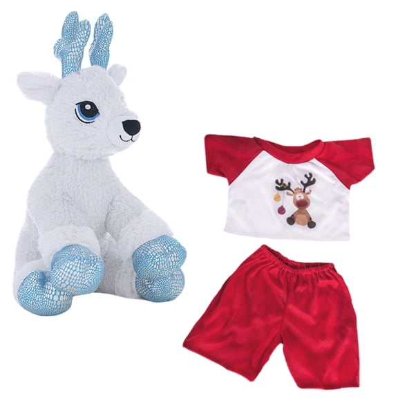 Plush Gear Flash The Reindeer with Reindeer PJ for Stuffed Animal Outfit - 16 inch Make Own Plushie Teddy Bear Adorable Clothes, Gift for Kids
