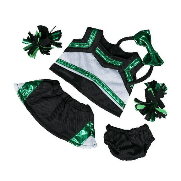 Plush Gear Metallic Green & Black Cheerleader Uniform Outfit for 6"-10" Plush