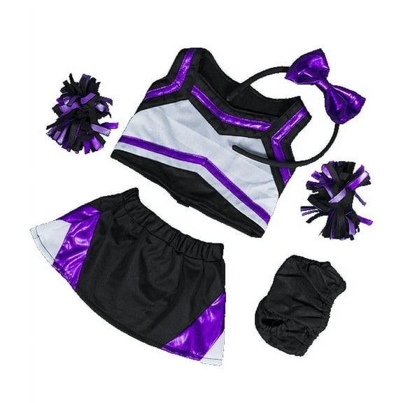 Plush Gear Metallic Purple & Black Cheerleader Uniform for 6"-10" Outfit for Plush Toys