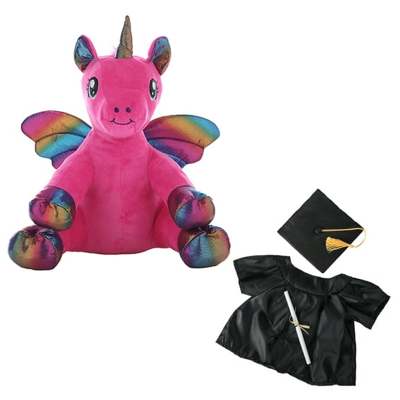 Plush Gear Nova the Pink Winged Unicorn  16" Plush with Graduation Gown - Celebrate Graduation Day