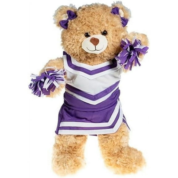 Purple and White Cheerleader Uniform Outfit for 6"-10" Plush Stuffed Animals and Dolls Gift for Kids