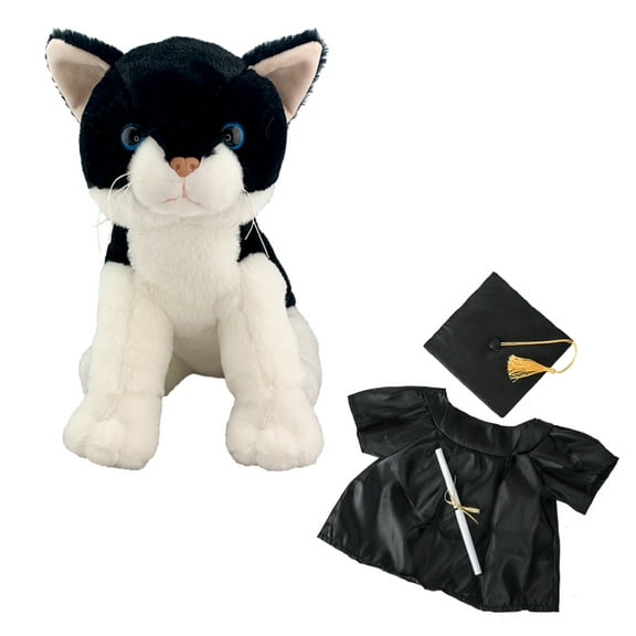 Plush Gear Salt N Pepper the Cat 16" Plush with Graduation Gown Graduation Gift for Celebrations