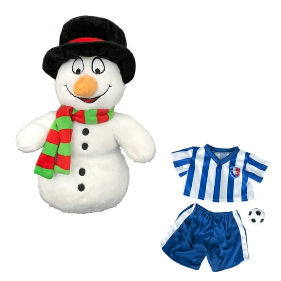 Plush Gear Sir Slush-a-Lot Snowman 8" Plush Toy in Soccer Outfit with Soft Ball Stuffed Animal Gift