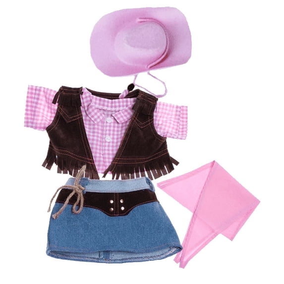 Plush Gear Stuffed Animals Cowgirl Dress & Hat Outfit for 14-18" Bears, Western-Themed Costume