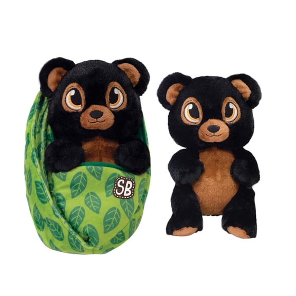 Plush Gear Swaddle Babies 9.5 inch Black Bear in Sling - Soft Plush Stuffed Animal, Cuddly Bear Toy