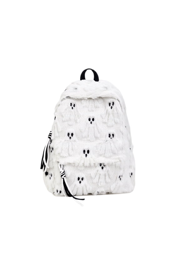 Plush Ghost Backpack Halloween Backpack Large Capacity Shoulder Bag with Soft Design Casual Backpack for Travel School and Daily Use