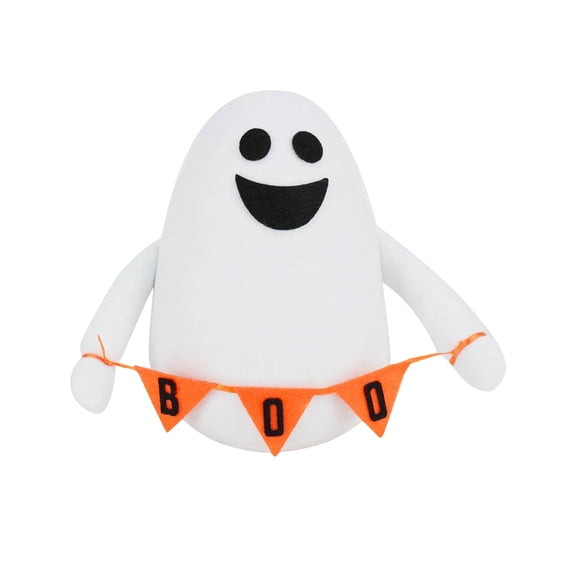 Plush Ghost Halloween Decoration with BOO Banner Soft Stuffed Figure for Home Office Party Festival Display Gift