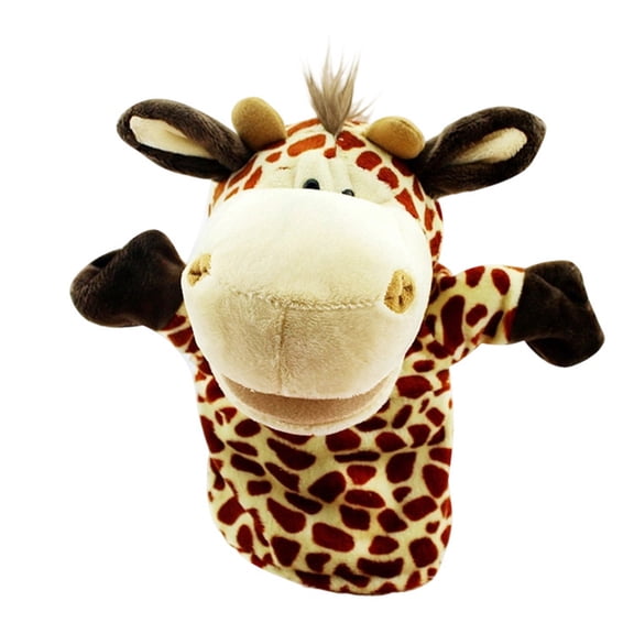 Plush Giraffe Hand Puppet with Movable Open Mouth Soft Stuffed Animal Toy for Storytelling Role Play Educational Activities Home Theater School, Yellow, 9 Inch
