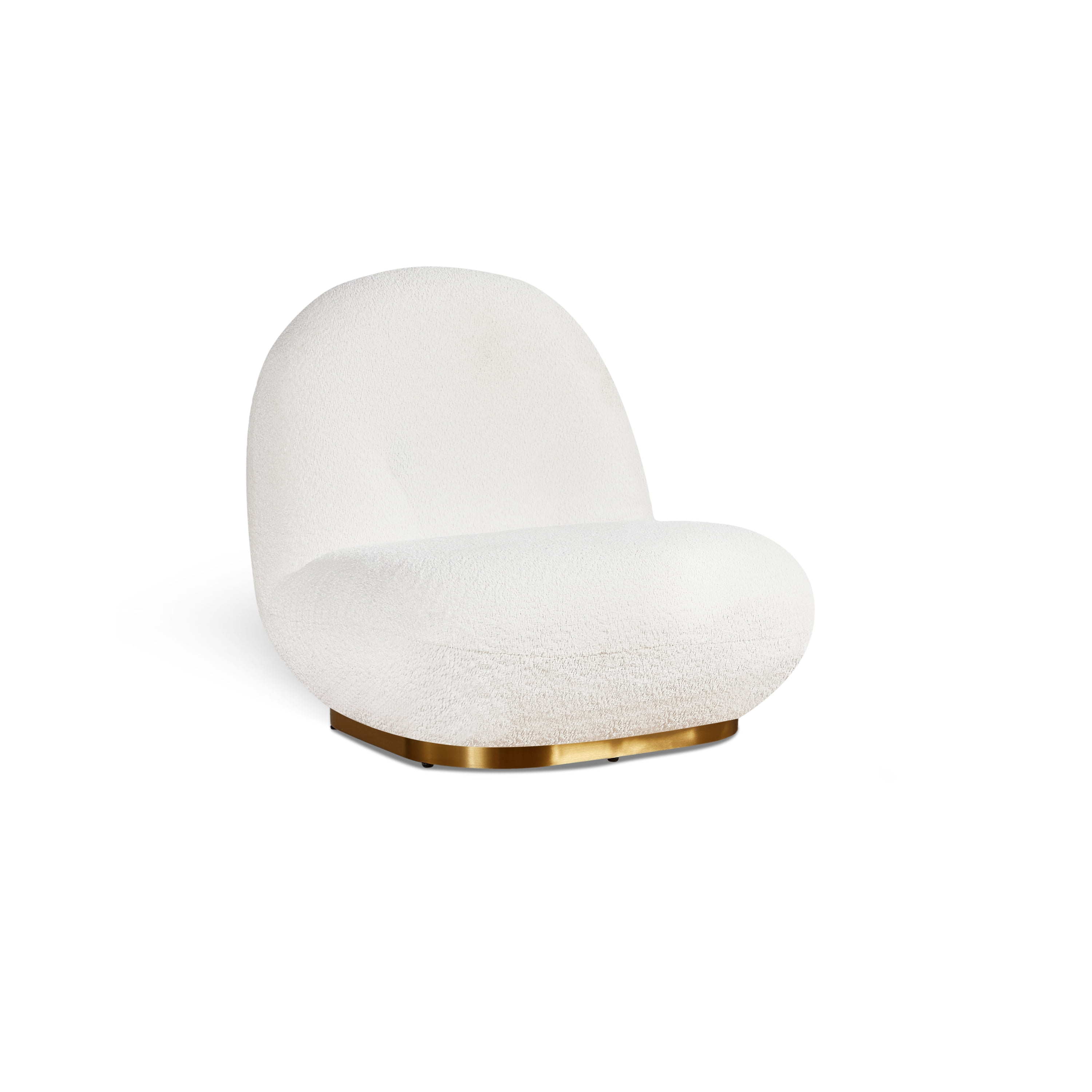Plush Glam White Lounge Chair with Gold Base