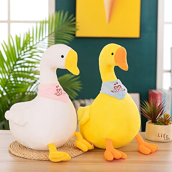 Plush Goose Toy Soft Cute Scarf Big White Goose Sofa Ornament Stuffed Animal Plush Doll Toy Throw Pillow Birthday Gift