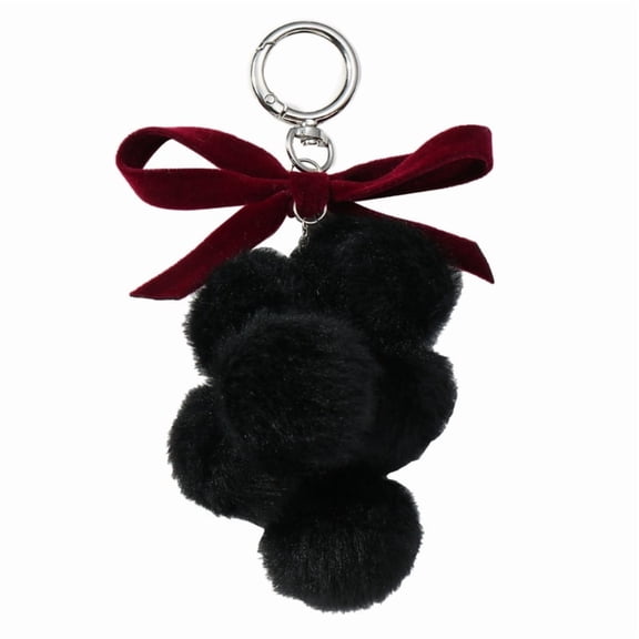 Plush Grape Velvet Keychain with Bowknot Delicate Grape Velvet Bowknot Key Ornament for Fashionable Key Organization