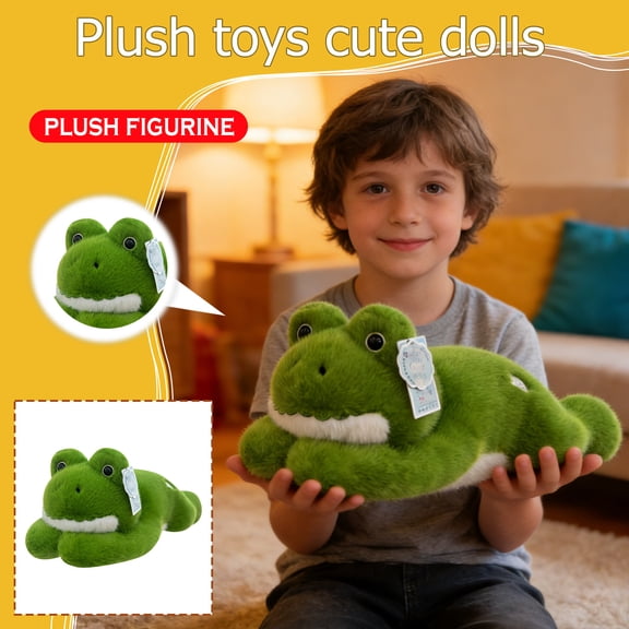 Plush Green Frog Stuffed Animal Toy Soft Cuddle Froggy Figurine Hugging Pillow for Office and Home Toddlers Nursery Playroom Decoration Birthday Holiday Gift Cute Plushie A01