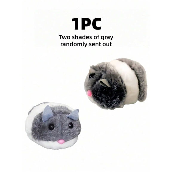 Plush Grey And White Mouse Cat Toy, Soft Interactive Pet Toy, 1 Piece