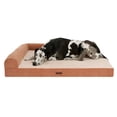 thumbnail image 1 of Plush & Grid Cord Orthopedic Deluxe L-Chaise Pet Bed for Dogs and Cats - Copper, Jumbo Plus, 1 of 12