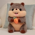 thumbnail image 1 of Plush Groundhog Stuffed Animal - 11 Inch Cute Brown Groundhog Plushie With Carrot, Soft Fluffy Groundhog Toy For , Boys, Girls, S, Home Decor, Office Decor, Birthday, 1 of 7