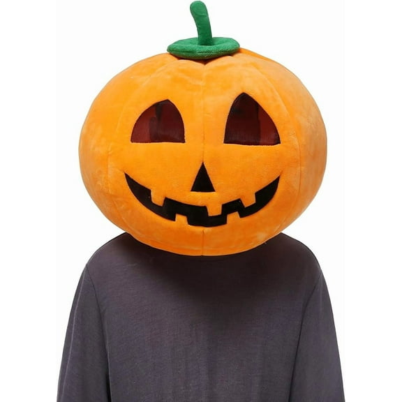 Plush Halloween Pumpkin Head Mask Mascot Costume