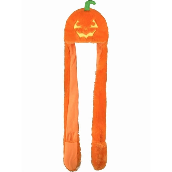 Plush Halloween Pumpkin Jack-O-Lantern Scarf Hat Costume Accessory