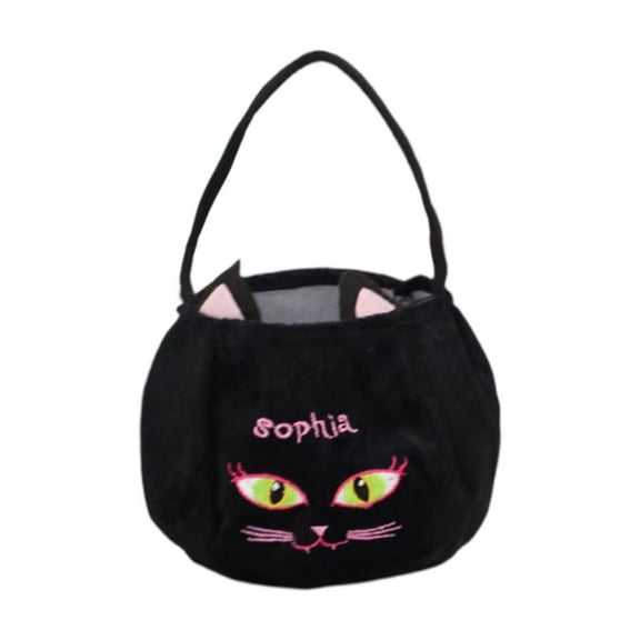 Plush Halloween Trick Or Treat Bags - Kids' Candy Baskets with Cute Designs for Halloween Celebrations （Black）