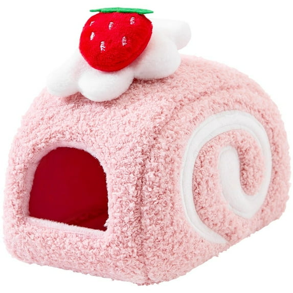 Plush Hamster House Small Animal Cage Small Pet Nest Pet Toy Hiding House Cute Desserts Cake Plush Hamster Bed for Rat