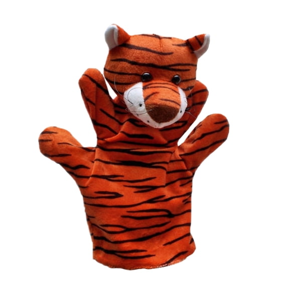 Plush Hand Puppet, 12 In, Orange Black Stripes, Plush Stuffed Animals, Interactive Story Telling, Pretend Play, Valentine Stuffed Animal, 1 Pc