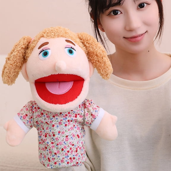 Plush Hand Puppet with Movable Mouth, Character Storytelling Doll for Parent Child Role Play, Soft Velvet Finger Puppet Toy, Interactive Speech Learning, Birthday Gift for Boys Girls