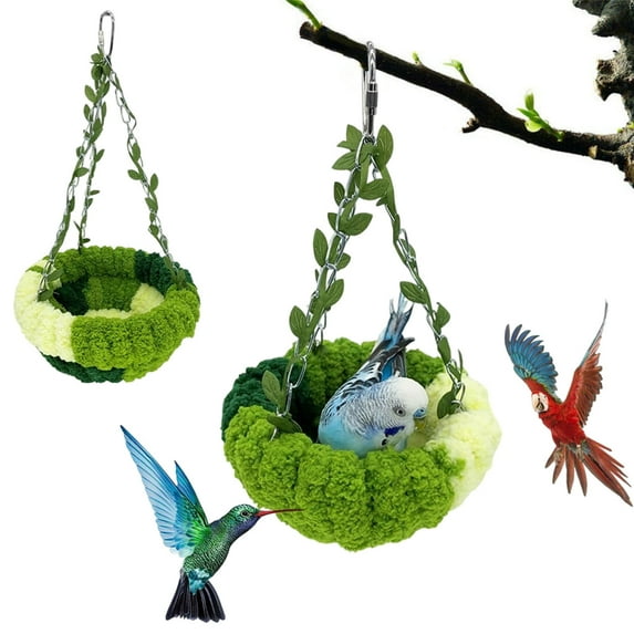 Plush Hanging Bed for Cage, Soft Fleece Material, Secure Metal Hooks, for Parrots Parakeets Cockatiels, Small Pet Sleeping Nest, Bird Cage Accessories, Ihhxbz