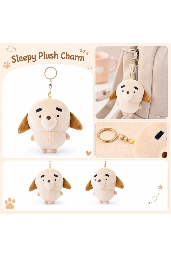Plush Hanging Decor, Plush Dog Toys, Stuffed Animal, Lobster Clasp, 5X3 Inch 1 Pc Adorable Tiny Puppy Plush Keychain with Reliable Keychain Ring, Easy to Attach and Remove, Great