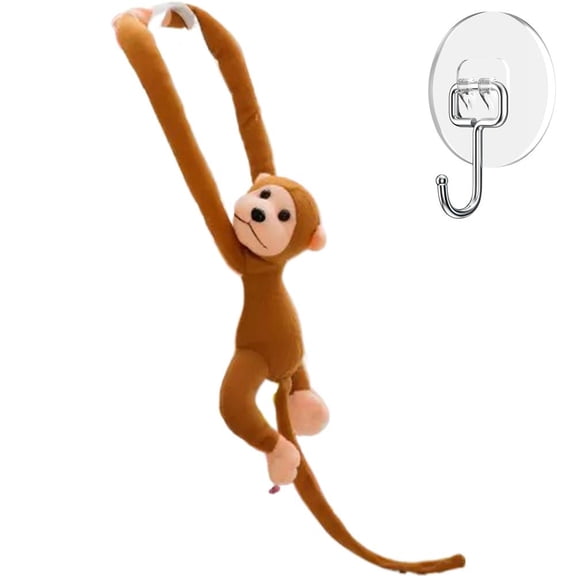 Plush Hanging Monkey Stuffed Animal with Suction Cup for Kids and Adults, Home or Car Decoration, Made of PP Cotton and Plush