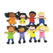 Plush Happy Kids Hand Puppets Multi-Ethnic Collection, Educational Resources, Childrens Puppets, 14", Set of 8