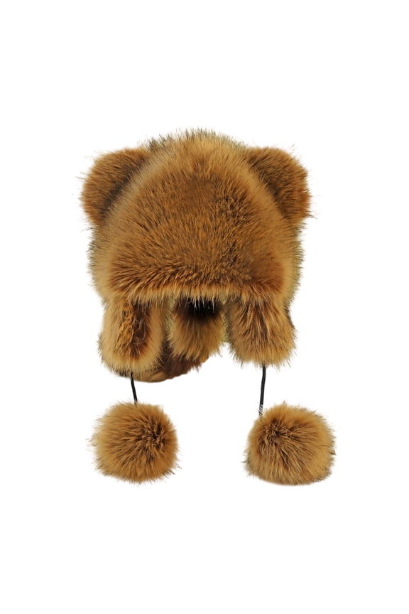 Plush Hat for Adult Children Teens Outdoor Commute Windproof Raccoon Tail Hat Russian Winter Keep Warm Hat