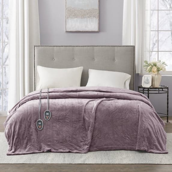 Beautyrest Heated Plush Solid Microlight Blanket, Queen, Lavender