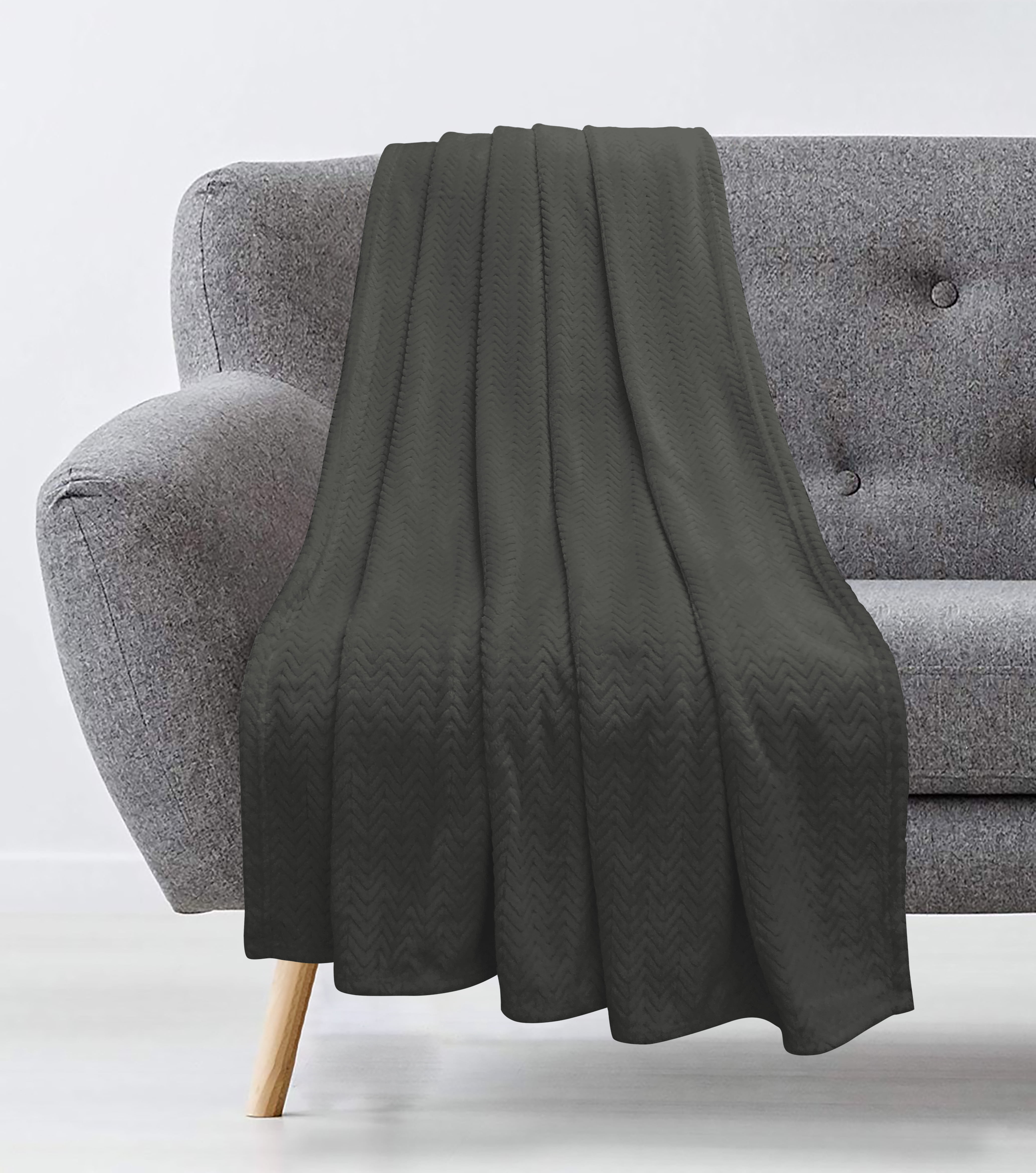 Plush Heaven Chevron Throw Black