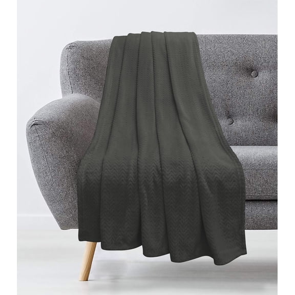 Plush Heaven Chevron Throw Black