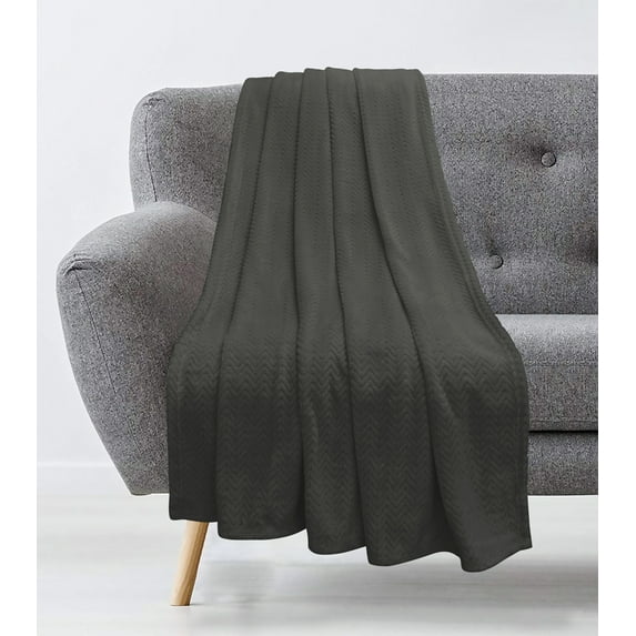 Plush Heaven Chevron Throw Black