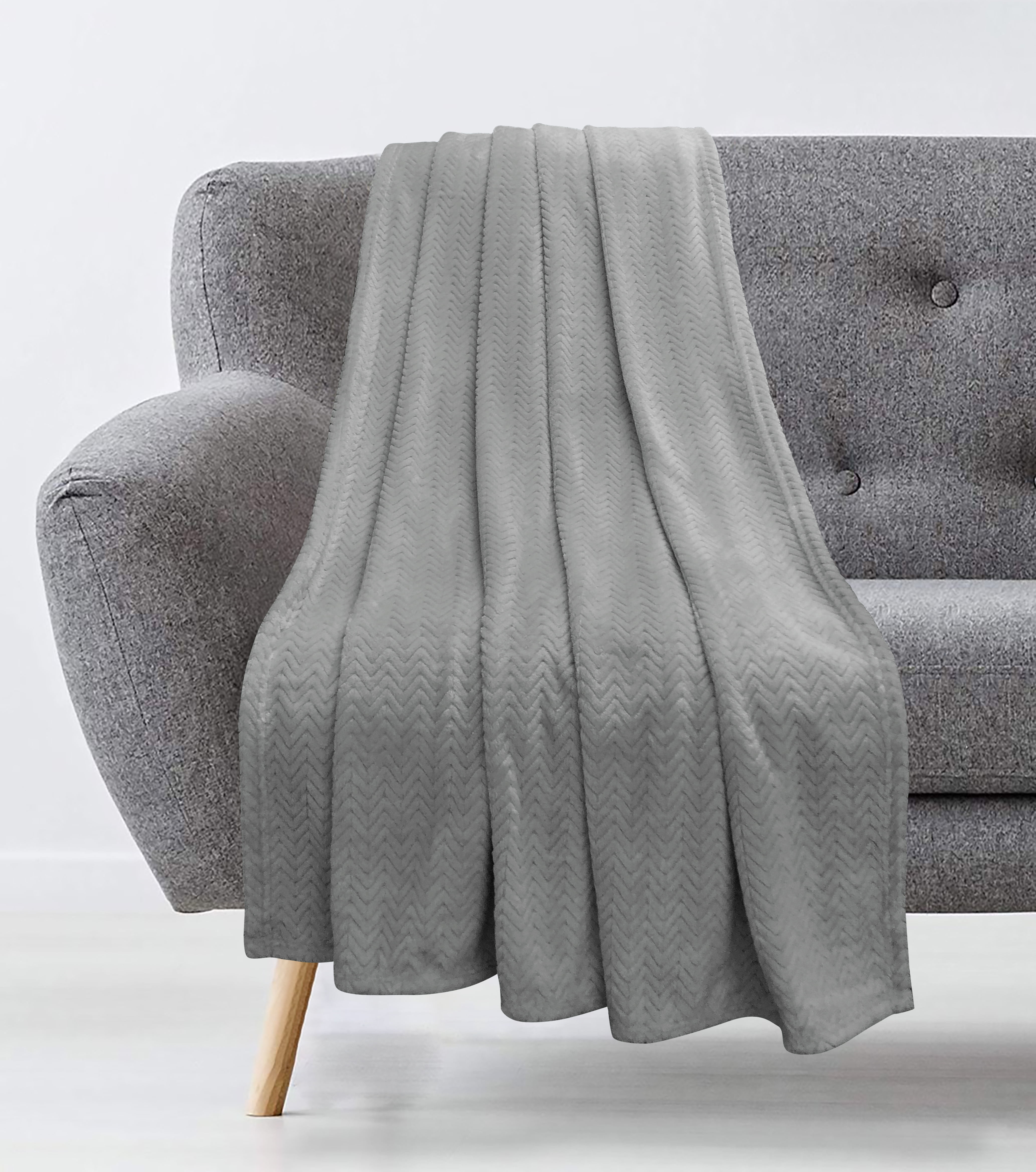 Plush Heaven Chevron Throw Grey Sharkskin